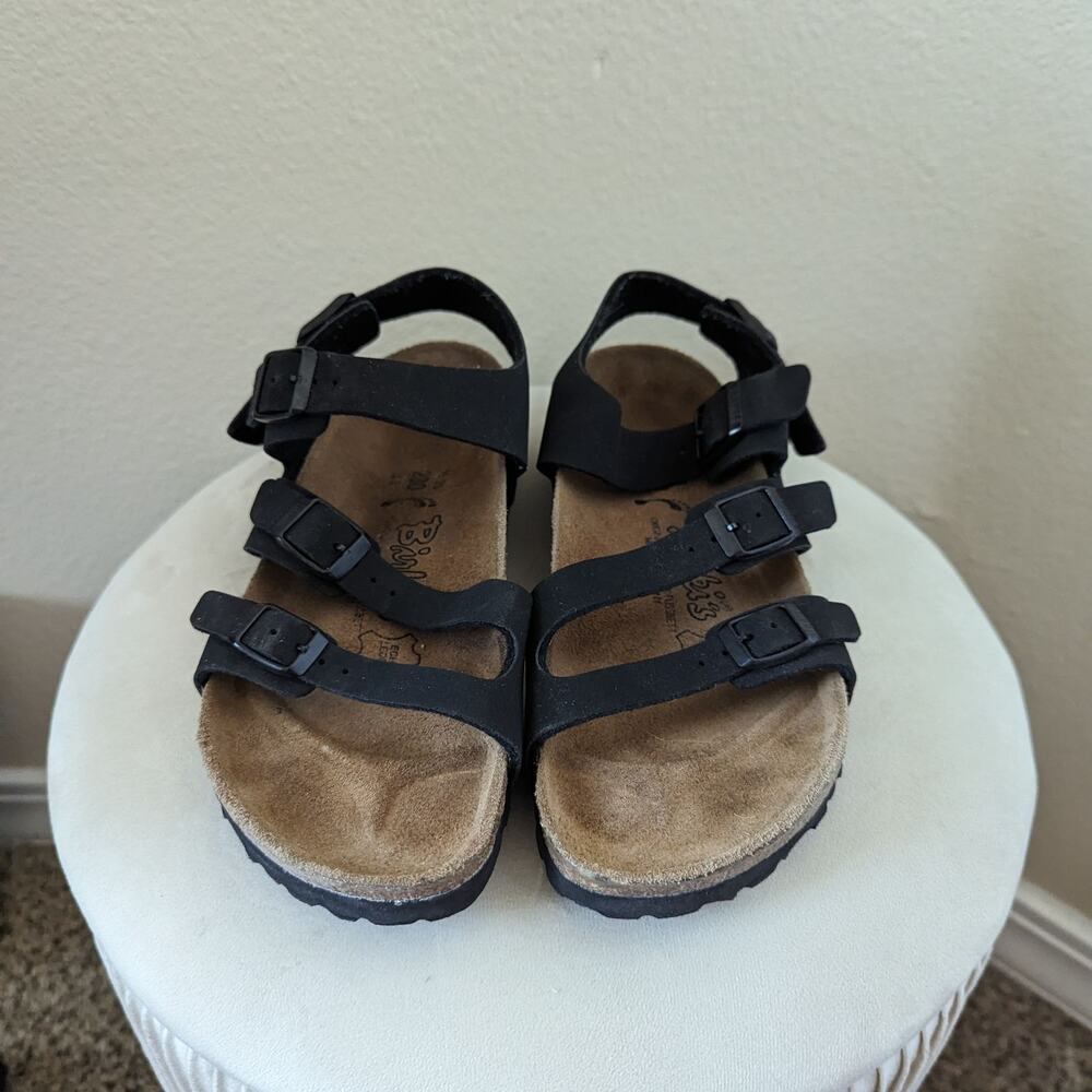 Birkenstock Birki's Ellice 3 Strap Black Ankle Buckle Sandals size 6